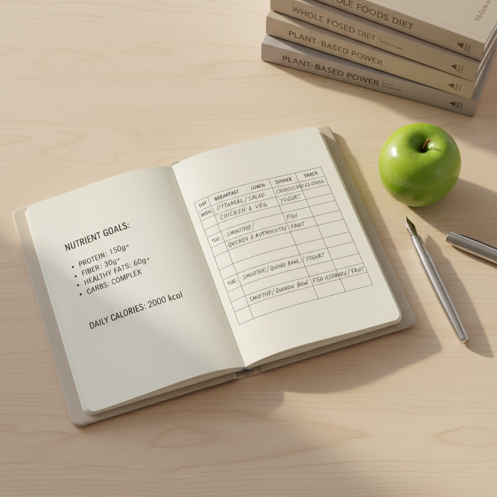 Un libro de nutritional de un diario de nutrición.